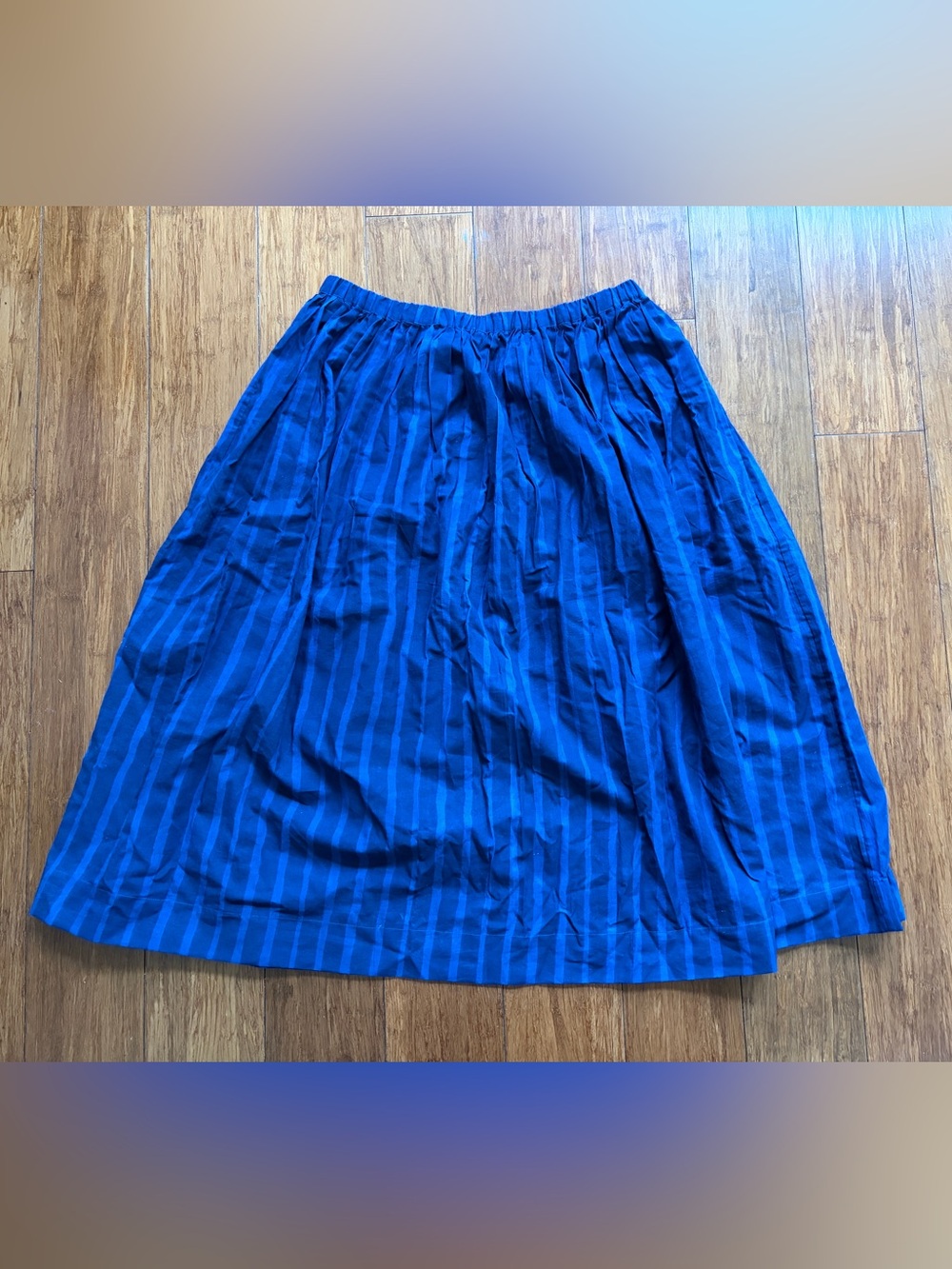 World of Crow Stripe Skirt in Indigo Blue Size L